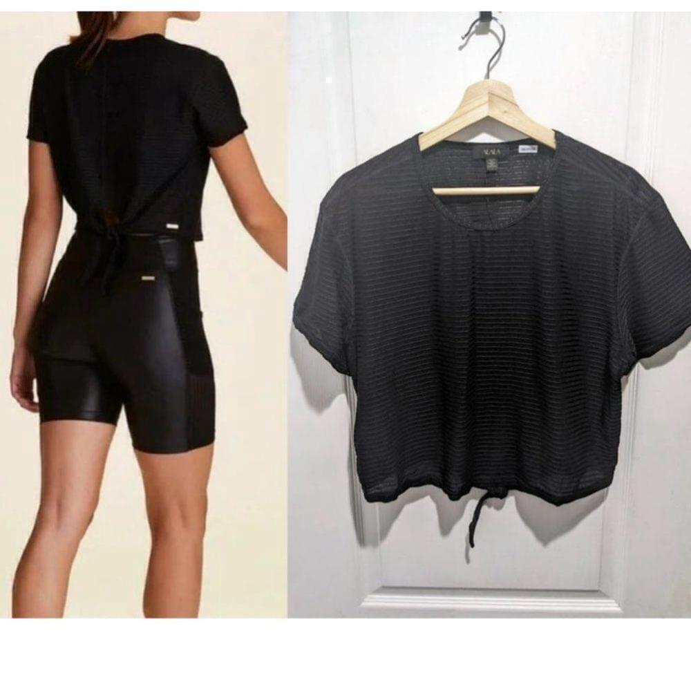 ALALA | Mirage Tie Back Crop Tee in Black